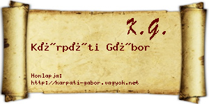 Kárpáti Gábor névjegykártya